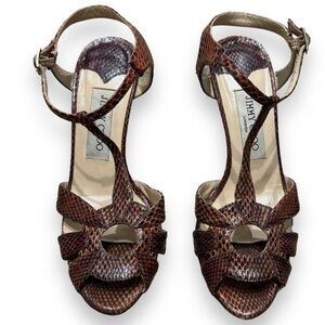 Jimmy Choo Snakeskin Brown Sandals
